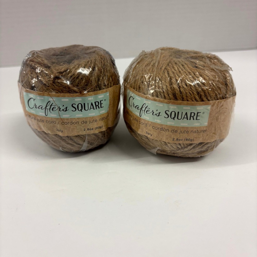 Crafter's Square Natural Jute Twine 3 Ply Brown Cord 2 Rolls 2.8oz 80g New DIY